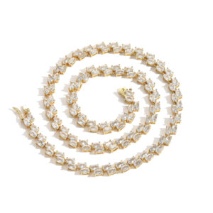 Hip Hop copper inlaid zircon tennis chain double row oval necklace bracelet