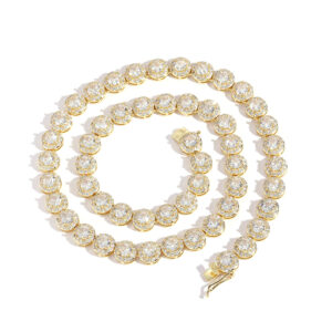 Hip Hop Copper Inlaid Zircon Cuban Necklace 8mm Round Chain