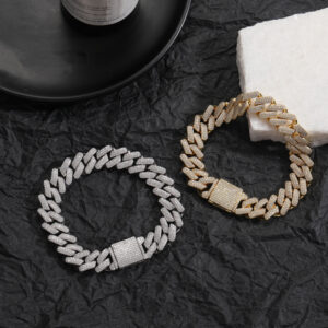 Hip Hop Cuban Chain Copper Inlaid Zircon 13mm Tennis Chain Bracelet