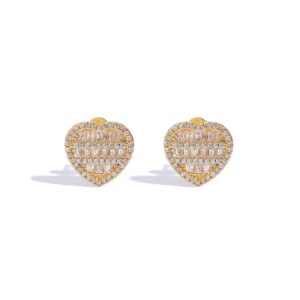 LXED4046 hip-hop earrings copper inlaid zircon 13*14mm heart-shaped studs