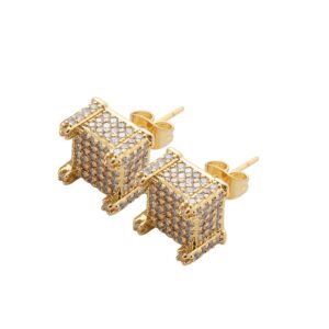 LXED4049 hip-hop earrings square copper inlaid zircon earrings