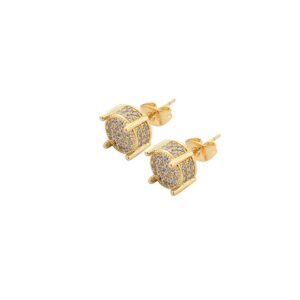 LXED4053 Hip-Hop Copper Inlaid Zircon Round Earrings