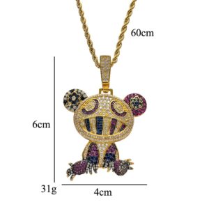 Hip hop pendant copper inlaid with zirconia colored frog shape