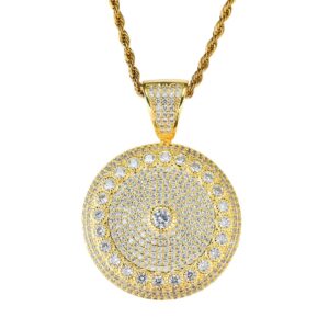 Hip Hop pendant copper inlaid with zircon round sunflower shape