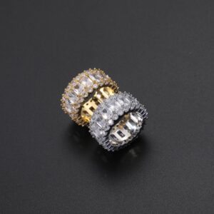 Hip Hop Ring Copper Inlaid Zircon Round Square Cuban Ring Men's Ring