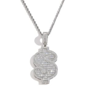 Hip Hop pendant copper inlaid with zircon $ dollar shape