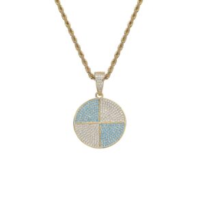 Hip Hop pendant copper inlaid with zircon round