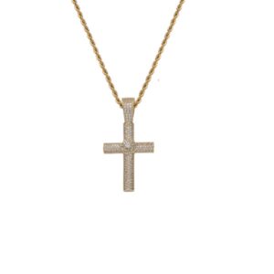 Hip hop pendant copper inlaid zircon cross shape