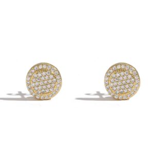 LXED4040 Hip-hop earrings copper inlaid zircon square earrings 10mm round studs