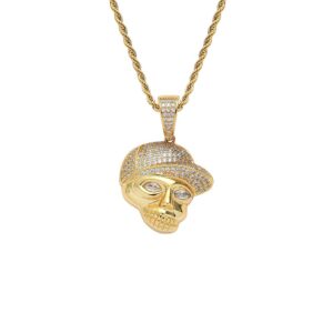 Hip hop pendant copper inlaid with zircon hat skull shape