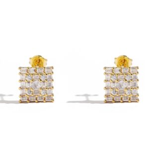 LXED4041 Hip-hop earrings copper inlaid zircon 10mm square earrings