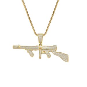 Hip hop pendant copper inlaid zircon rifle shape