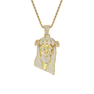 Hip hop pendant copper inlaid with zircon human face head shape