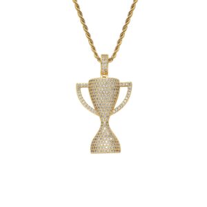 Hip hop pendant copper inlaid with zircon trophy shape