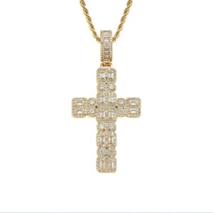 Hip hop pendant copper inlaid zircon cross shape