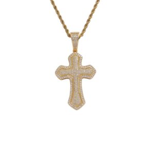 Hip hop pendant copper inlaid zircon cross shape