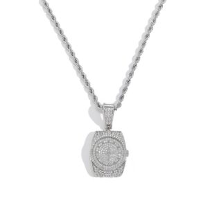Hip hop pendant copper inlaid with zircon watch shape