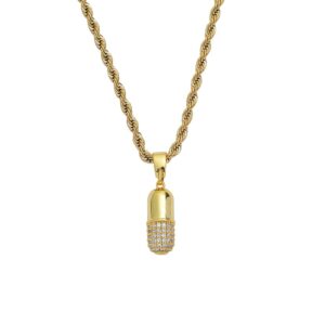 Hip hop pendant copper inlaid with zircon capsule shape