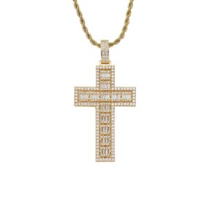 Hip hop pendant copper inlaid zircon cross shape