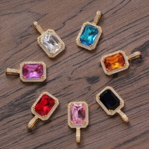 Hip hop pendant copper inlaid with zircon square shape