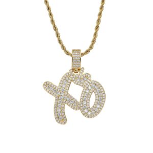 Hip Hop pendant copper inlaid with zircon XO letter shape