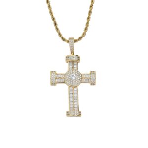 Hip hop pendant copper inlaid zircon cross shape