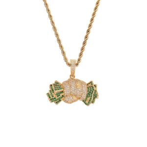 Hip Hop pendant copper inlaid with zircon hand in the shape of a dollar