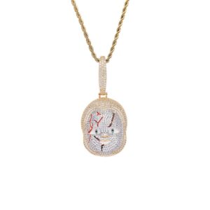 Hip hop pendant copper inlaid with zircon chucky head shape