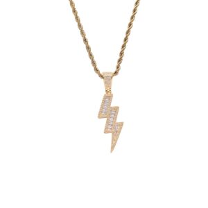 Hip hop pendant copper inlaid with zircon lightning bolt shape