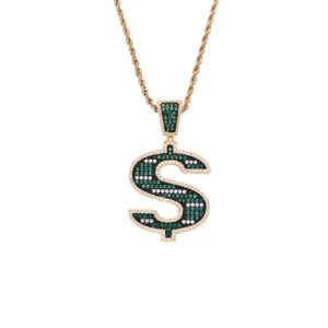 Hip Hop pendant copper inlaid zircon dollar shape