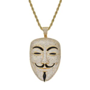 Hip hop pendant copper inlaid with zircon mask shape