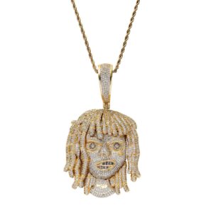 Hip hop pendant copper inlaid zircon girl head shape