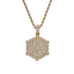Hip hop pendant copper inlaid with zircon snowflake shape