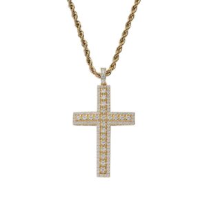 Hip hop pendant copper inlaid zircon cross shape