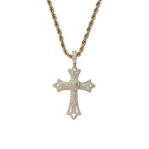 Hip hop pendant copper inlaid zircon cross shape