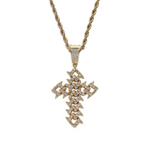 Hip hop pendant copper inlaid zircon cross shape