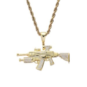 Hip hop pendant copper inlaid zircon sniper shape