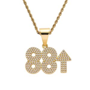 Hip hop pendant copper inlaid with zircon 88up shape