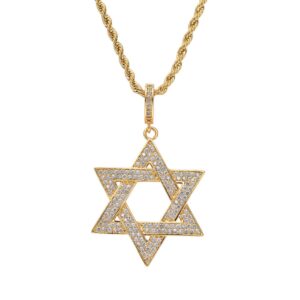 Hip hop pendant copper inlaid with zircon Star of David shape