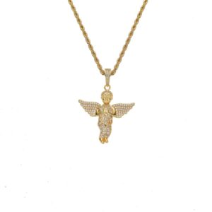 Hip hop pendant copper inlaid zirconia angel