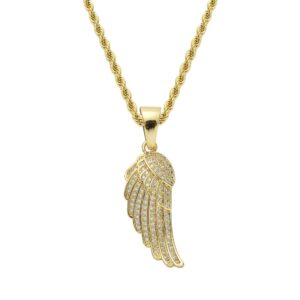 Hip hop pendant copper inlaid with zircon angel feather shape