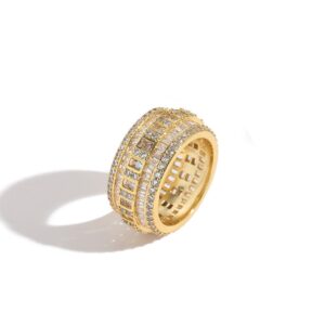 Hip Hop Copper Inlaid Zircon Ring 12mm Round Square Mix and Match Men's Ring