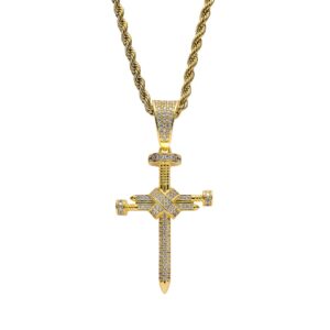 Hip hop pendant copper inlaid zircon nail cross