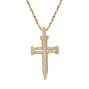 Hip hop pendant copper inlaid zircon nail cross