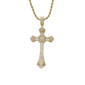 Hip hop pendant copper inlaid zircon cross shape