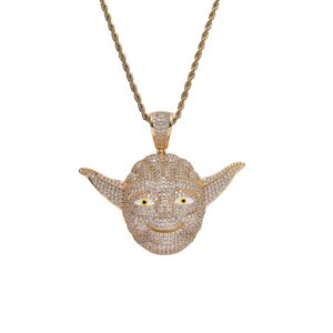 Hip Hop pendant copper inlaid with zircon Yoda Master shape