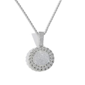 Hip Hop pendant copper inlaid with zircon round Cuban pattern