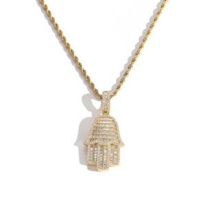 Hip Hop pendant copper inlaid with zircon Fatima hand