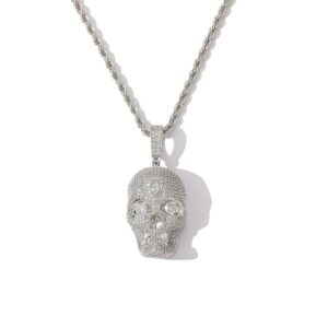 Hip hop pendant copper inlaid with zircon skull shape