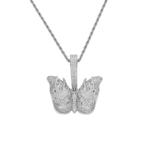 Hip hop pendant copper inlaid with zircon butterfly shape